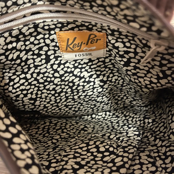 Fossil Keyper Coated Canvas Crossbody Bag Geometric Purple Red - Picture 3 of 4